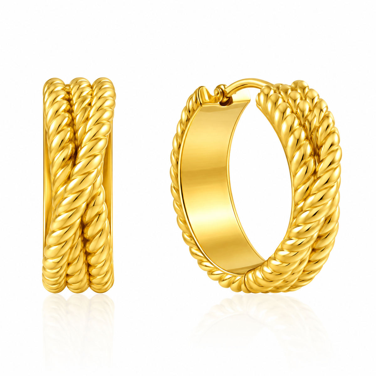 Intertwined Rope Huggies Earrings In 925 Sterling Silver( Medium Size)