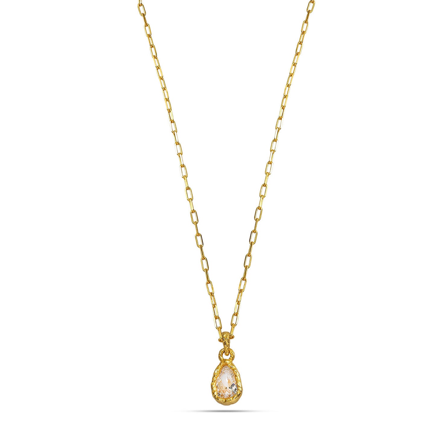 Teardrop Crystal Pendant Necklace in 92.5 Sterling Silver