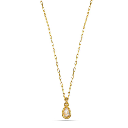 Teardrop Crystal Pendant Necklace in 92.5 Sterling Silver