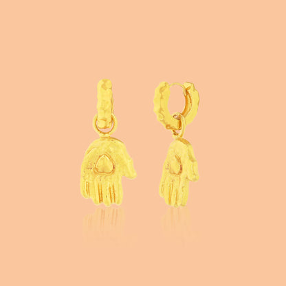 Heart in Hand Gold Earrings