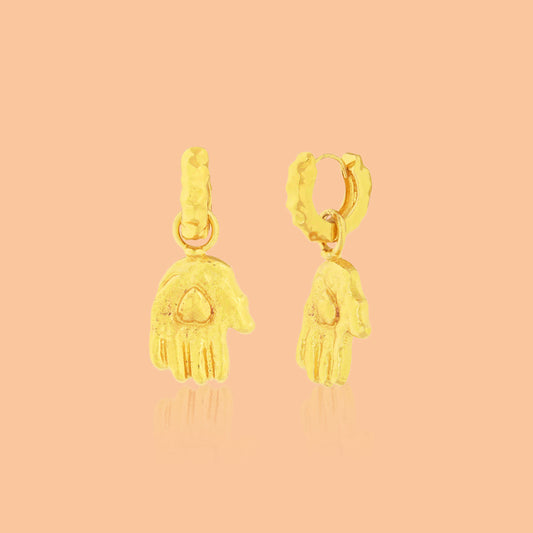 Heart in Hand Gold Earrings