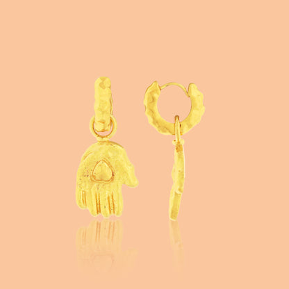 Heart in Hand Gold Earrings