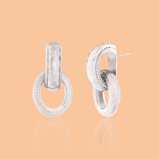 Twisted Rope Interloop Earrings Silver