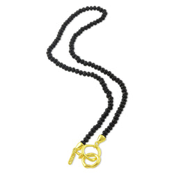 Black Onyx Beaded Necklace (Water Resistance Premium Plating)