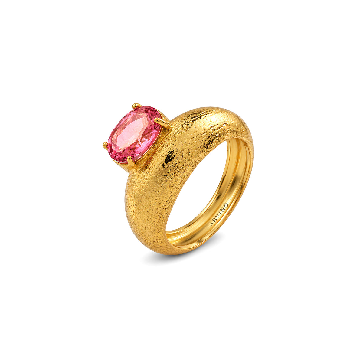Pink Tourmaline Textured Statement Ring