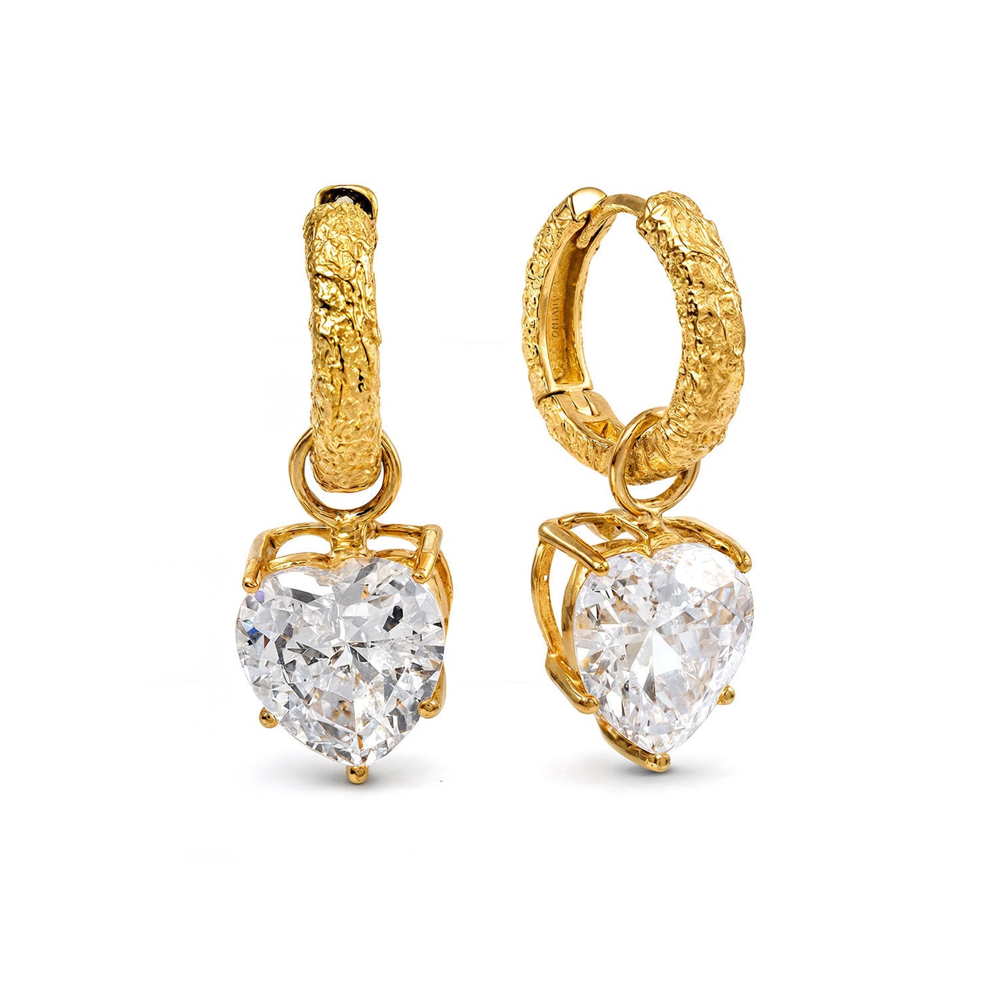 Heart Crystal Hoop Earrings in 92.5 Sterling Silver