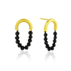 Black Onyx Beaded Earrings (Water Resistance Premium Plating)