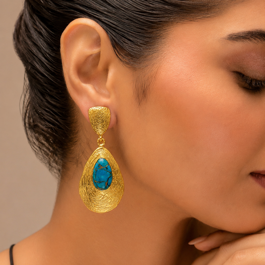 Turquoise Textured Drop Earrings