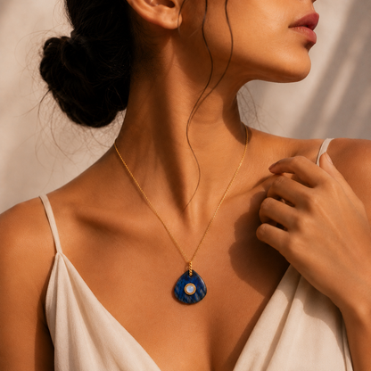 Lapis Moonstone Medallion Charm
