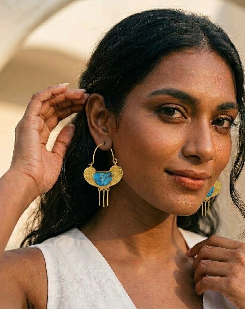 Turquoise Crescent Earrings