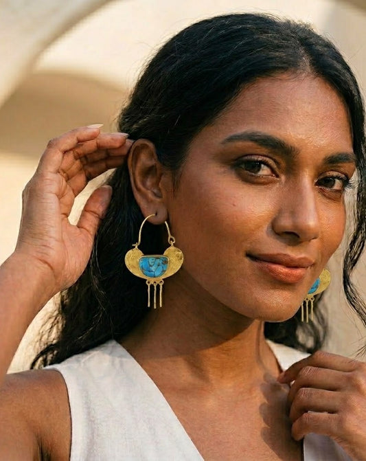 Turquoise Crescent Earrings