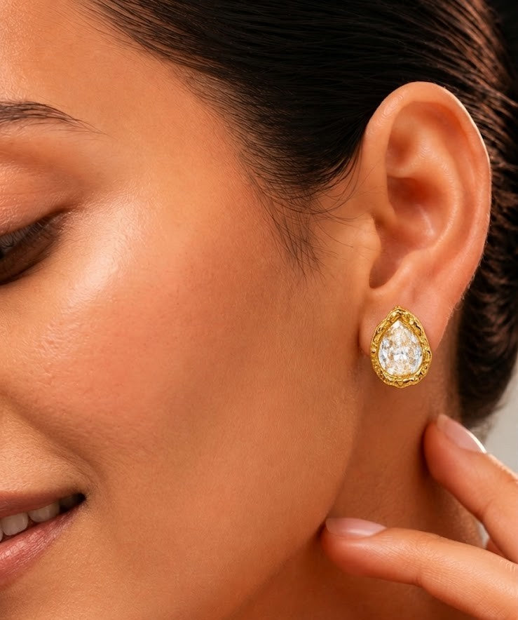 Teardrop Crystal Stud Earrings in 92.5 Sterling Silver