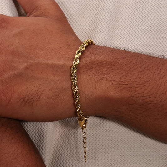 Forged Rope Men's Chain Bracelet Gold