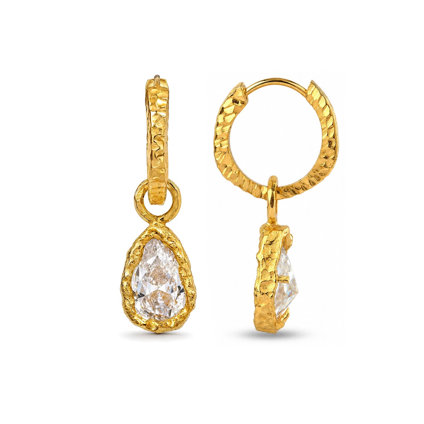 Teardrop Crystal Hoop Earrings in 92.5 Sterling Silver