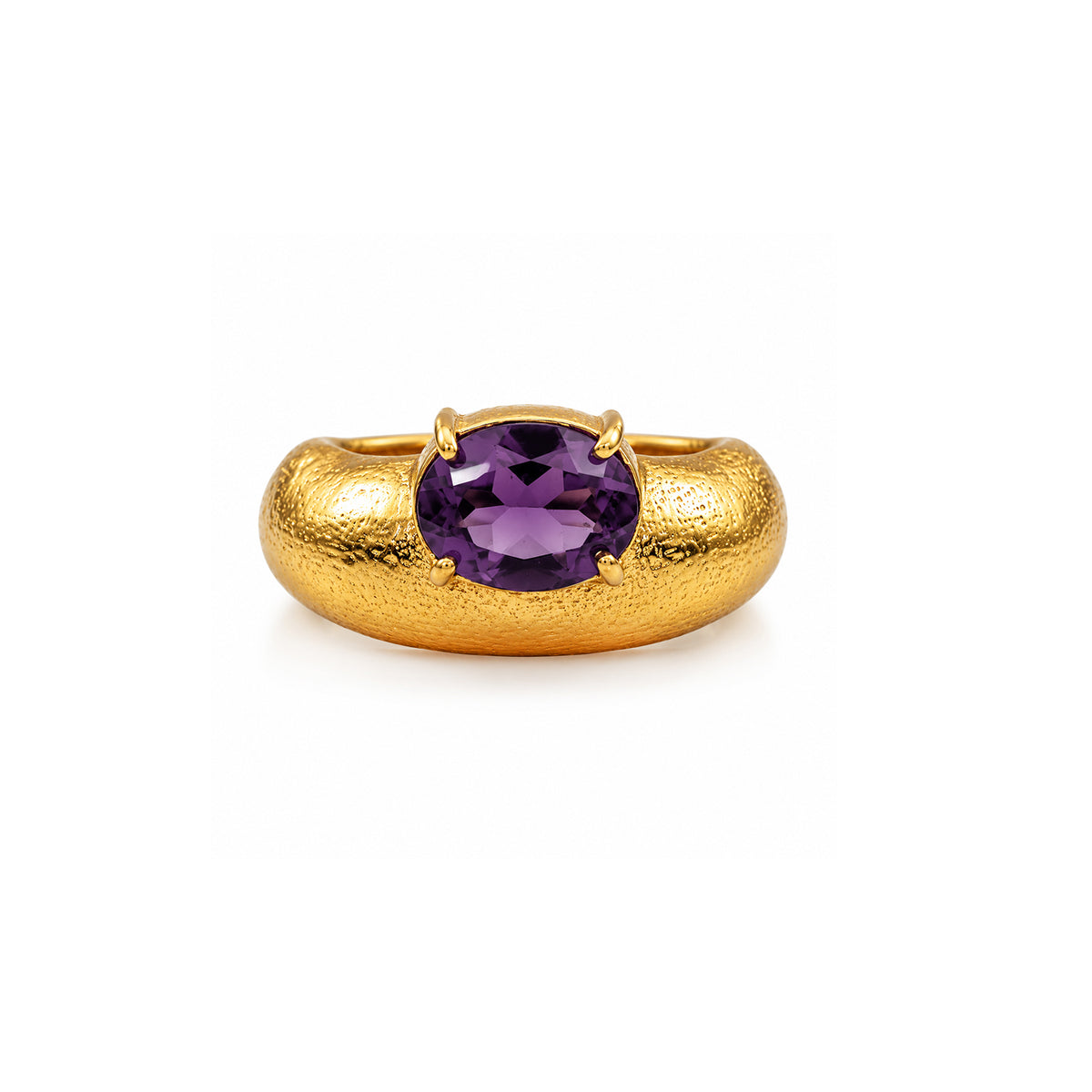 Amethyst Textured Statement Ring