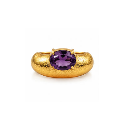 Amethyst Textured Statement Ring
