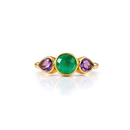 Green Onyx & Amethyst Multi Stone Ring