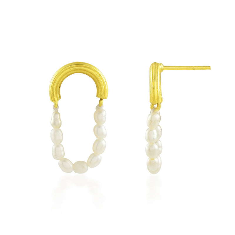 Pearl Beaded Earrings (Water Resistance Premium Plating)