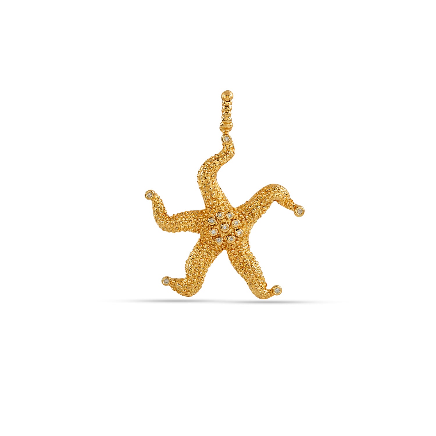 Gold starfish pendant on a white background
