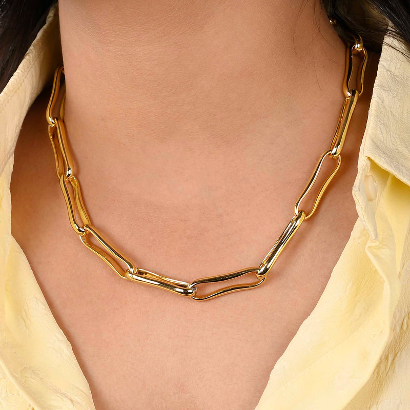 Chunky Paperclip Chain Necklace (Water Resistance Premium Plating)