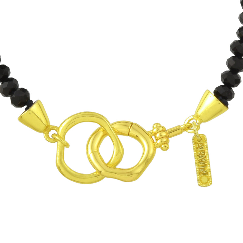 Black Onyx Beaded Bracelet (Water Resistance Premium Plating)