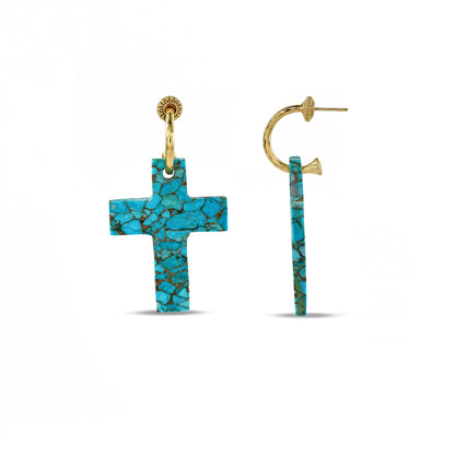 Turquoise Faith Cross Earrings