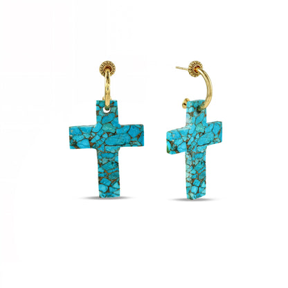 Turquoise Faith Cross Earrings