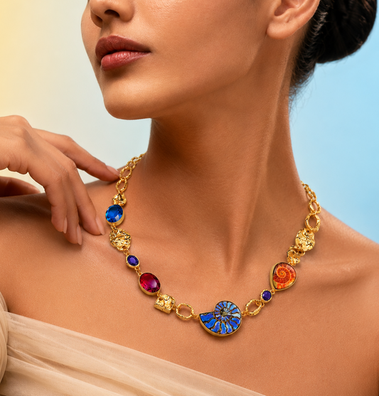 Ammonite & Gemstone Link Necklace