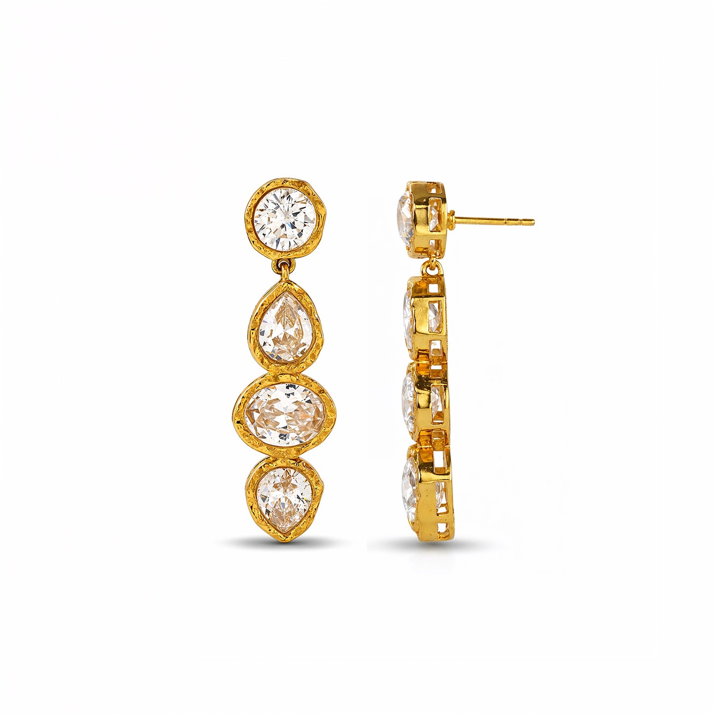 Crystal Trio Drop Statement Earrings