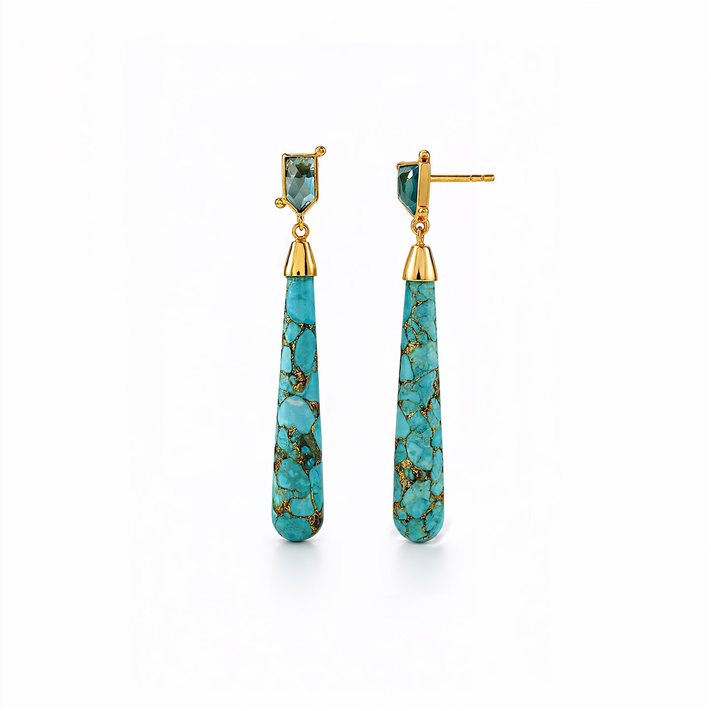 London Blue Topaz & Copper Turquoise Drop Earring