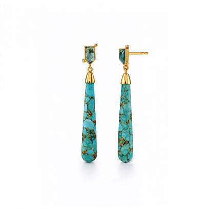 London Blue Topaz & Copper Turquoise Drop Earring
