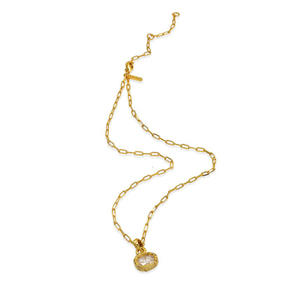 Oval Crystal Pendant Necklace in 92.5 Sterling Silver