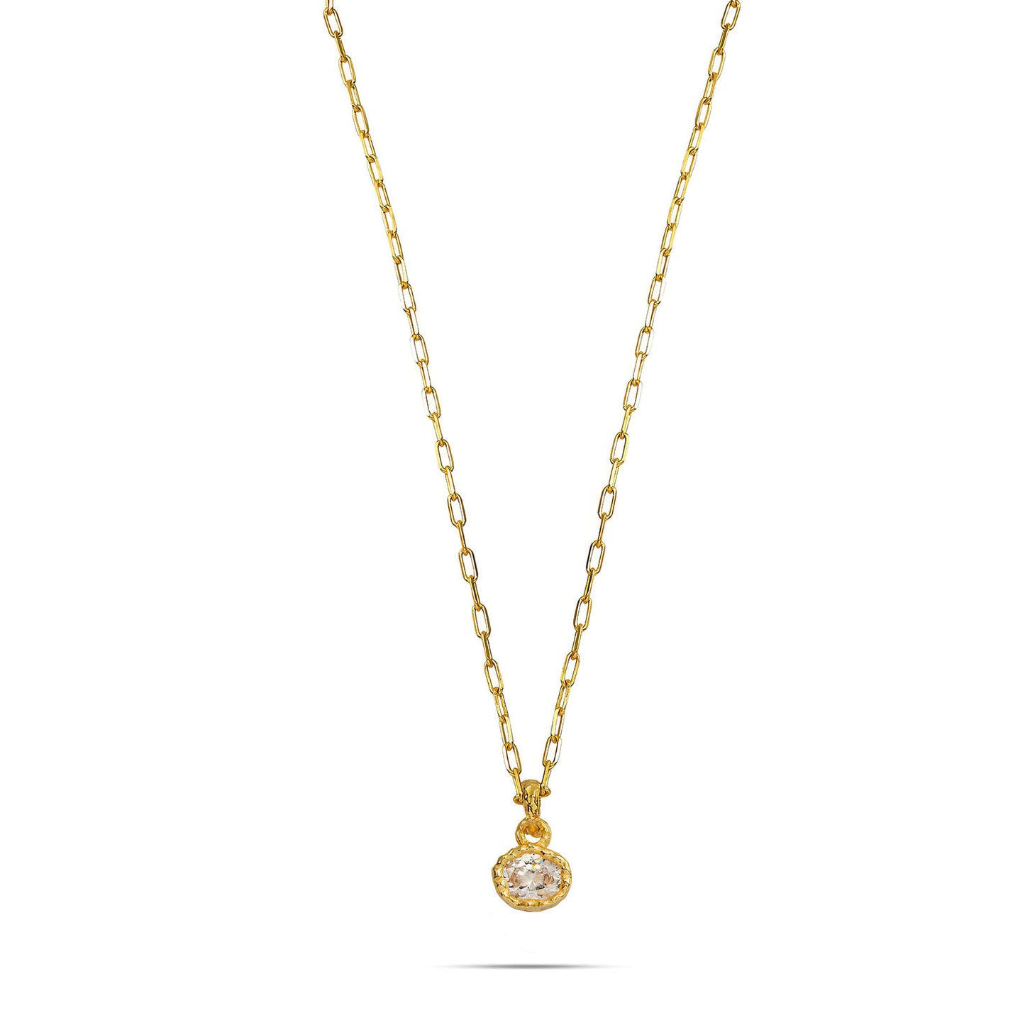 Oval Crystal Pendant Necklace in 92.5 Sterling Silver