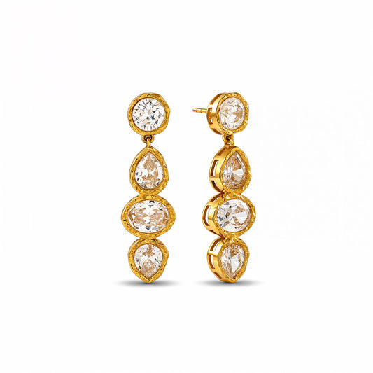 Crystal Trio Drop Statement Earrings