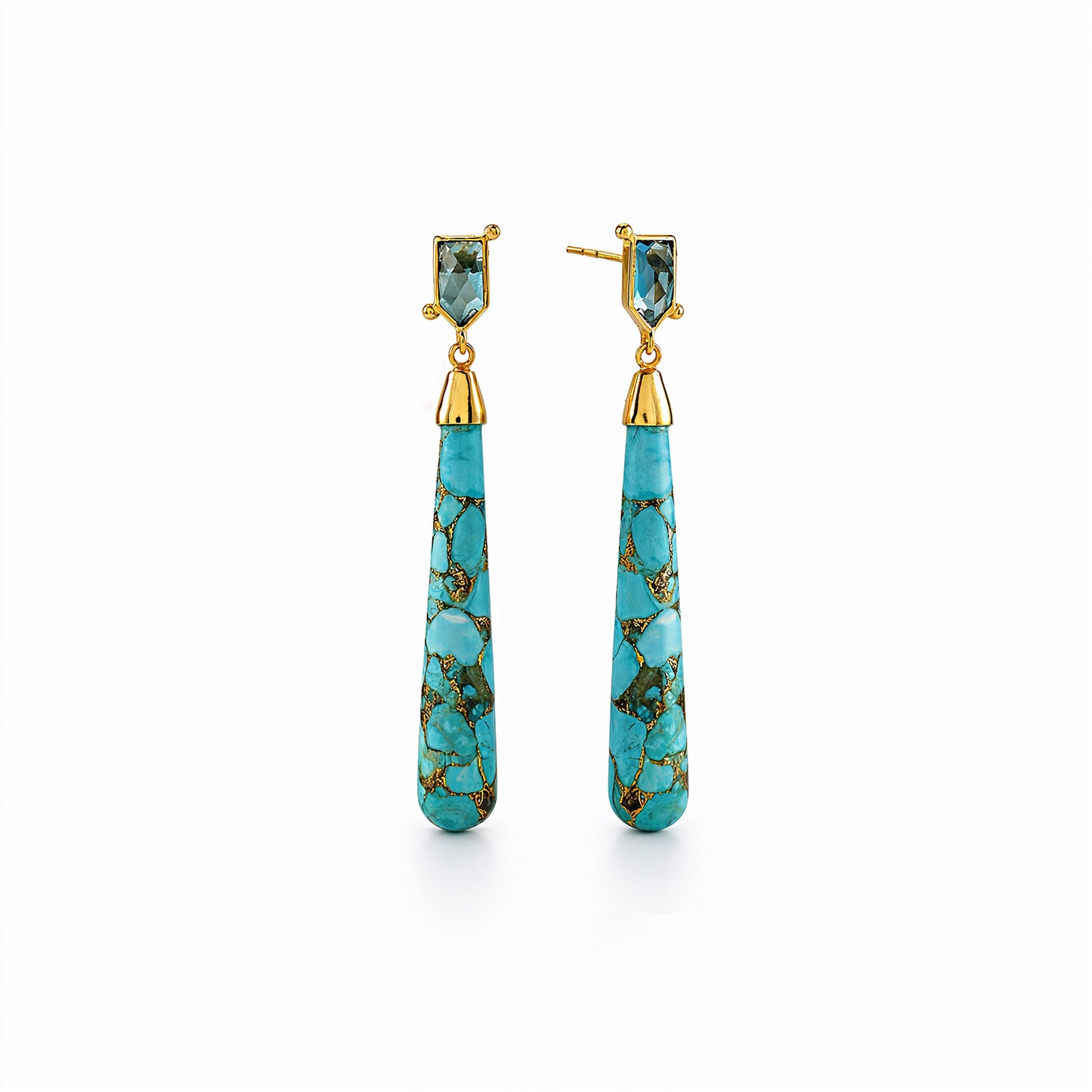 London Blue Topaz & Copper Turquoise Drop Earring