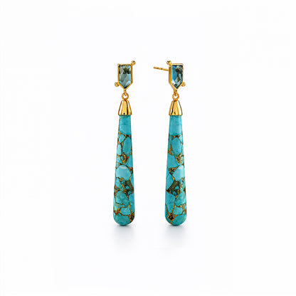 London Blue Topaz & Copper Turquoise Drop Earring