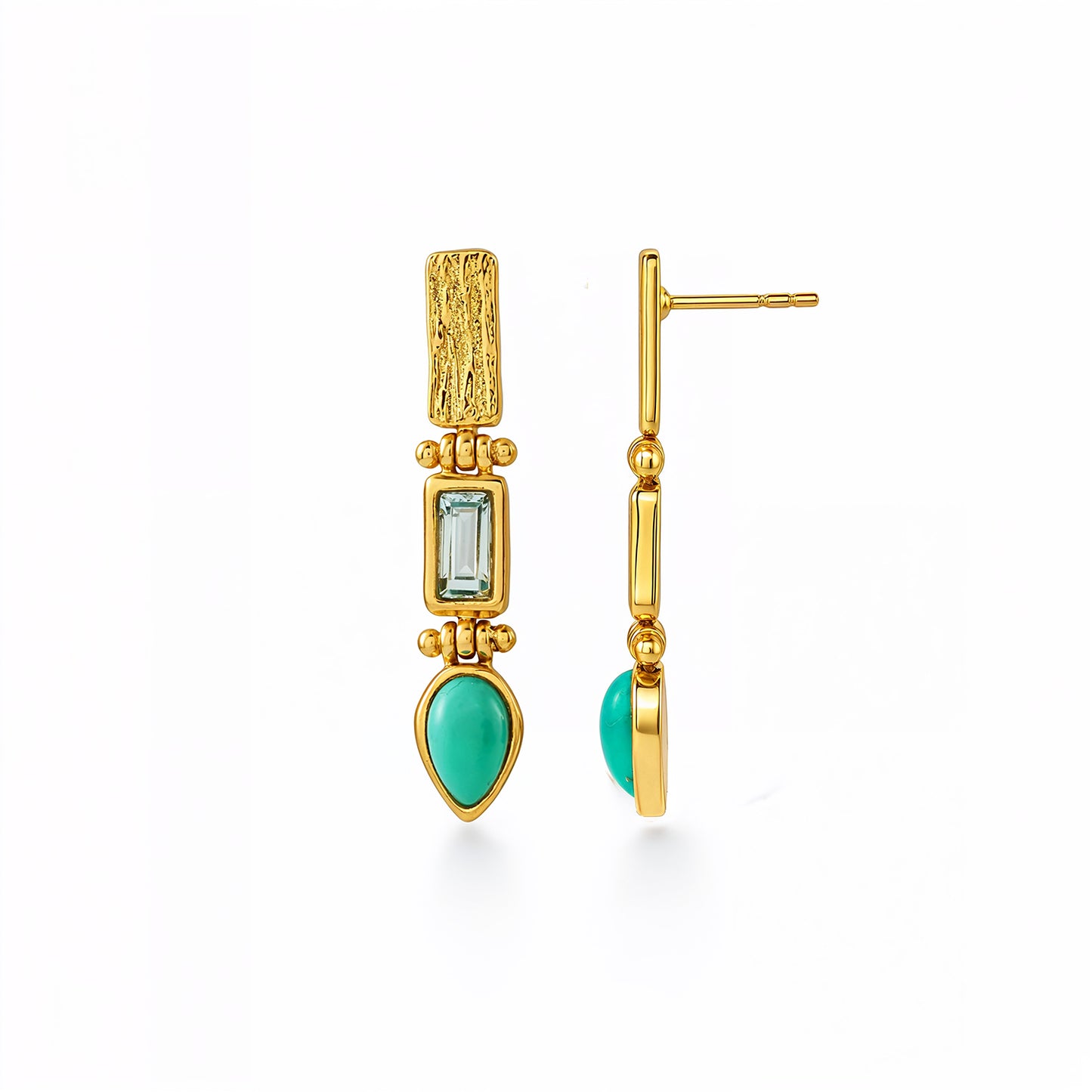 Turquoise & Blue Topaz Drop Earrings