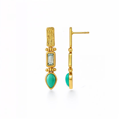 Turquoise & Blue Topaz Drop Earrings