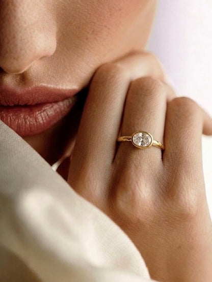 Crystal Drop 92.5 Sterling Silver Adjustable Ring