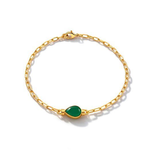 Green Onyx Teardrop Chain Bracelet