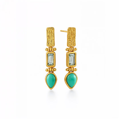Turquoise & Blue Topaz Drop Earrings