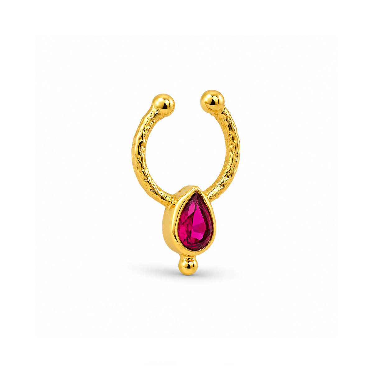 Red Zircon Teardrop Nose Ring