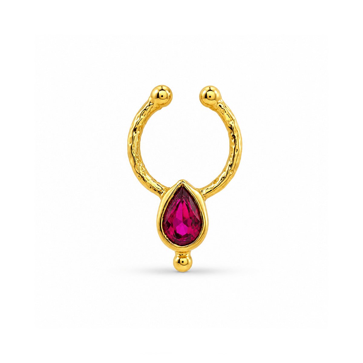 Red Zircon Teardrop Nose Ring