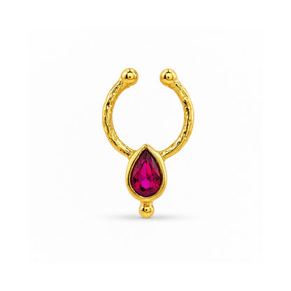 Red Zircon Teardrop Nose Ring