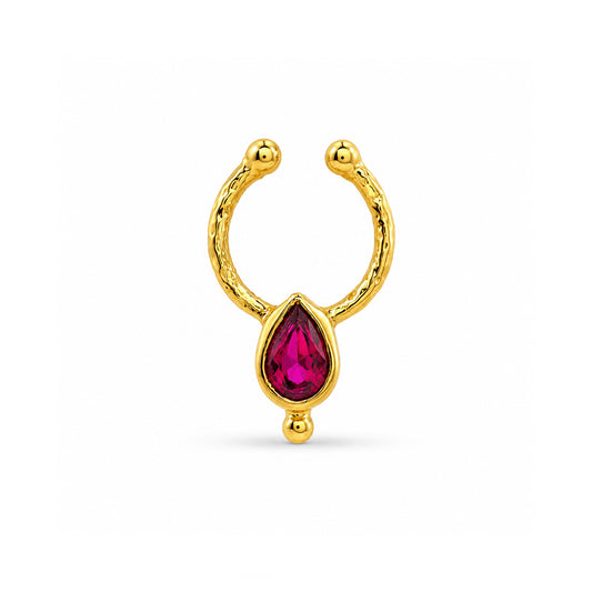 Red Zircon Teardrop Nose Ring