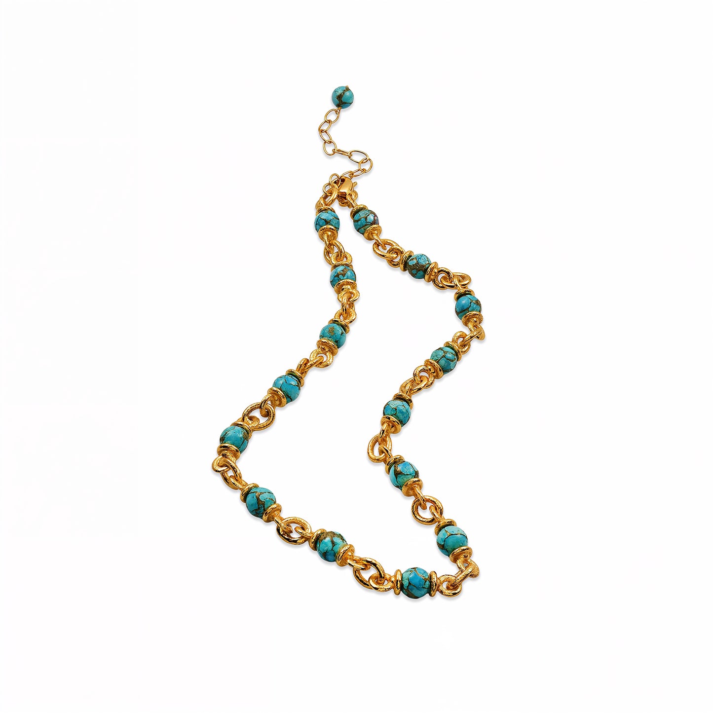 Turquoise Nugget Link Chain Necklace