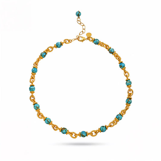 Turquoise Nugget Link Chain Necklace