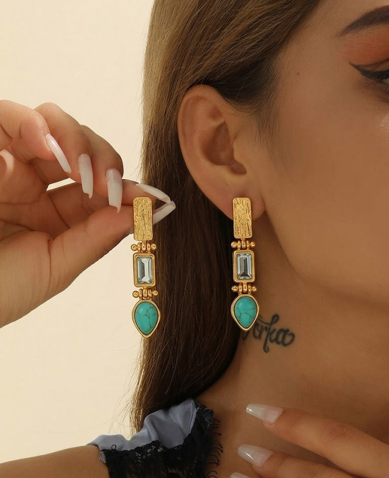 Turquoise & Blue Topaz Drop Earrings