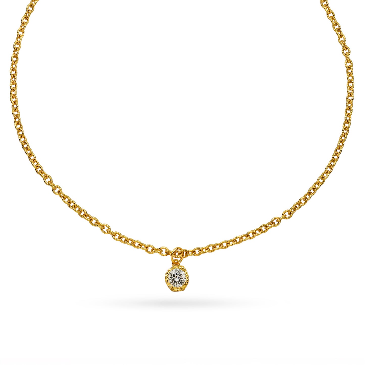 Solitaire Charm Gold Chain Necklace