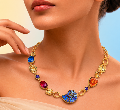Ammonite & Gemstone Link Necklace